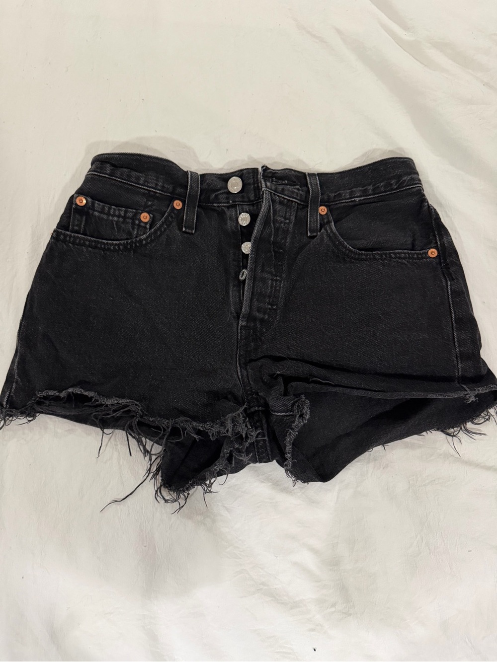 Levi’s 501 Black Distressed Women’s Denim Shorts